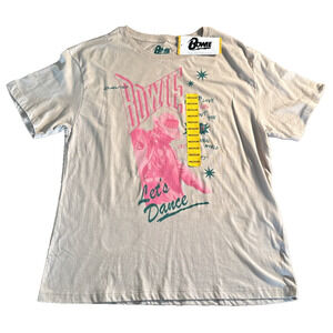 DAVID BOWIE Medium Tan "Let's Dance" Graphic T-Shirt NEW
